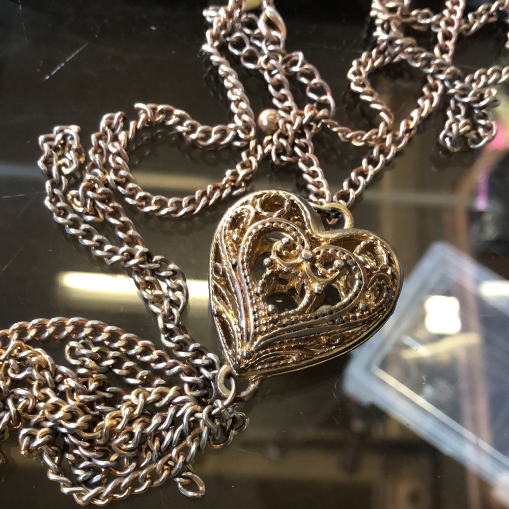 Detailed heart locket with tassel vintage